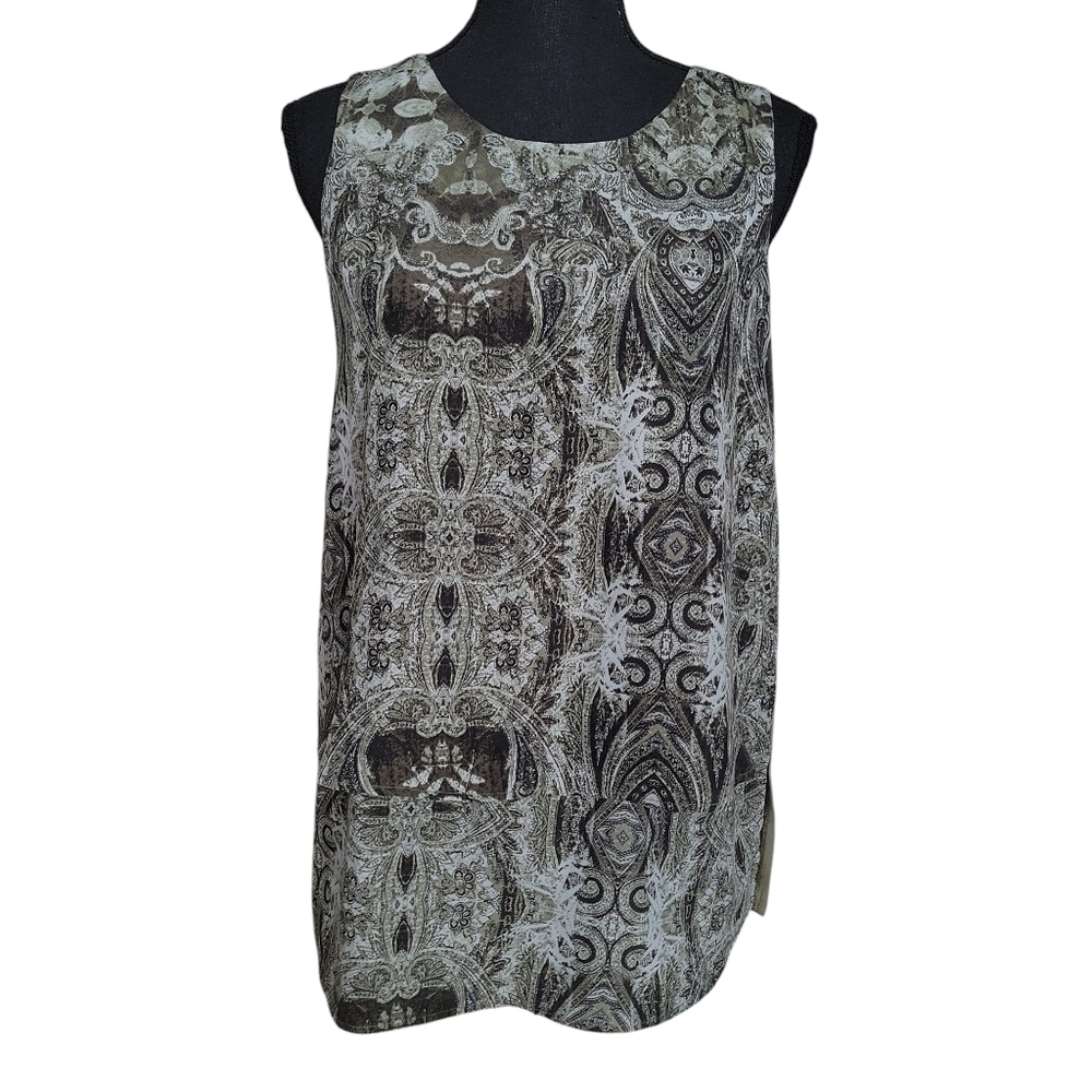DG2 by Diane Gilman Green Paisley Easy Tank Womens Size S
